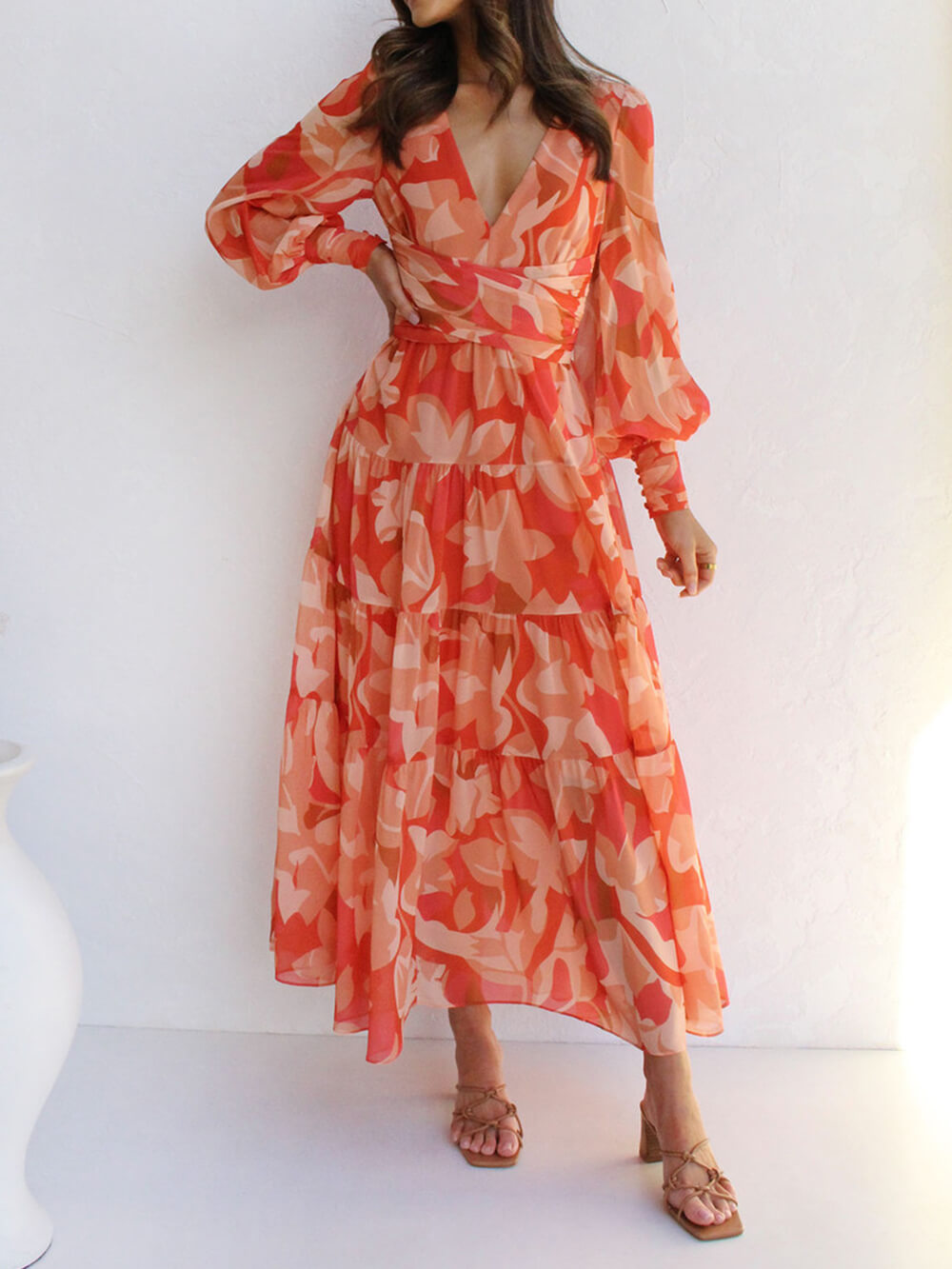 Aiza - Casual V-Neck Midi Dress – Effortless Style & Comfort