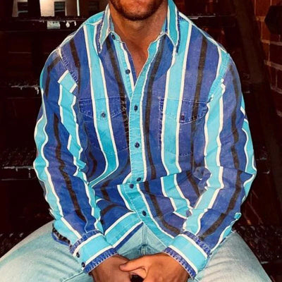 Elliott – Men's Loose Stripe Shirt – Retro & Stylish