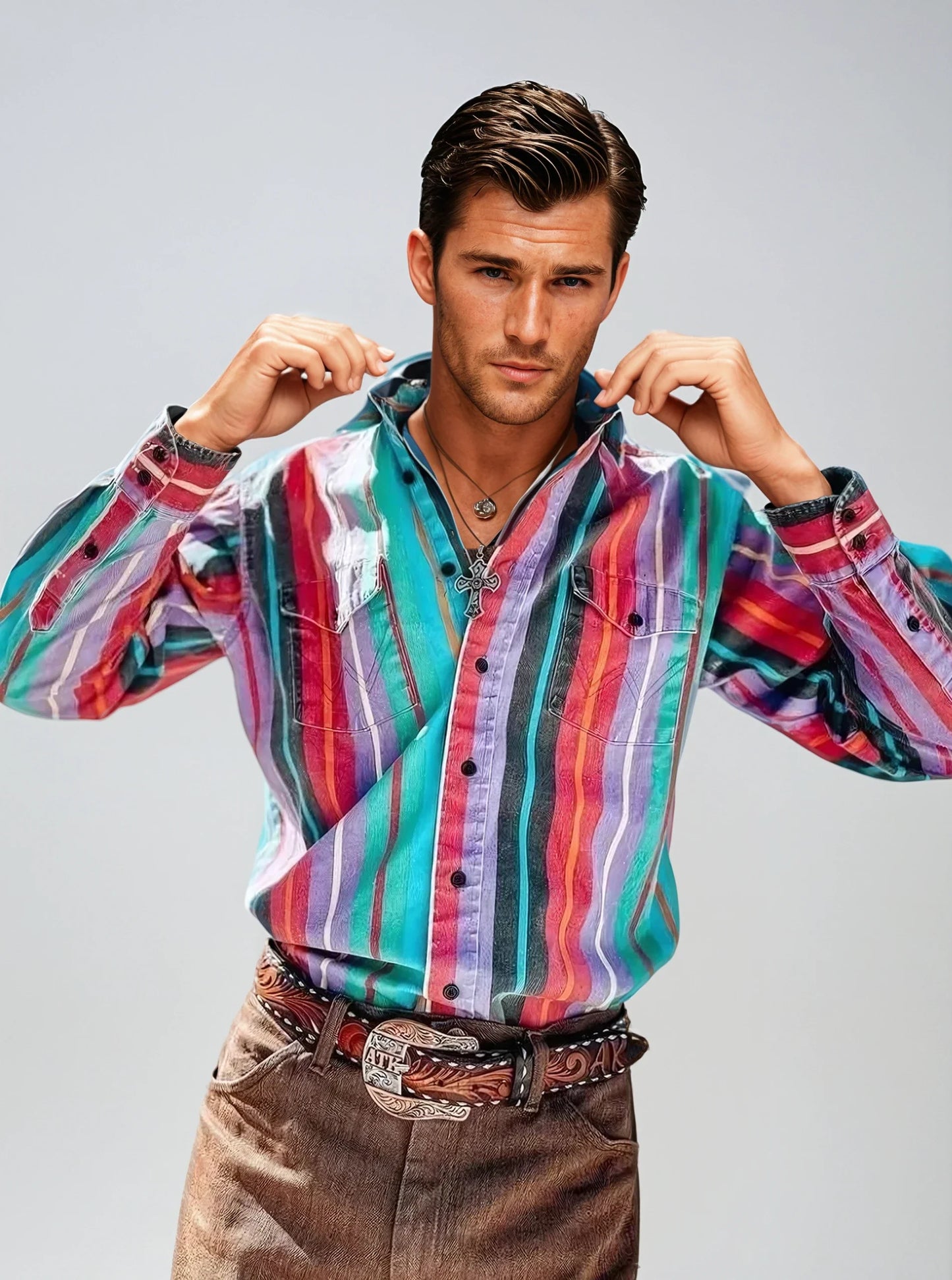 Elliott – Men's Loose Stripe Shirt – Retro & Stylish