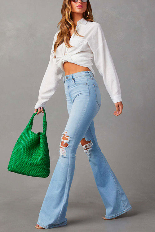 Acacia - Distressed Bell Bottom Jeans - Trendy & Flattering