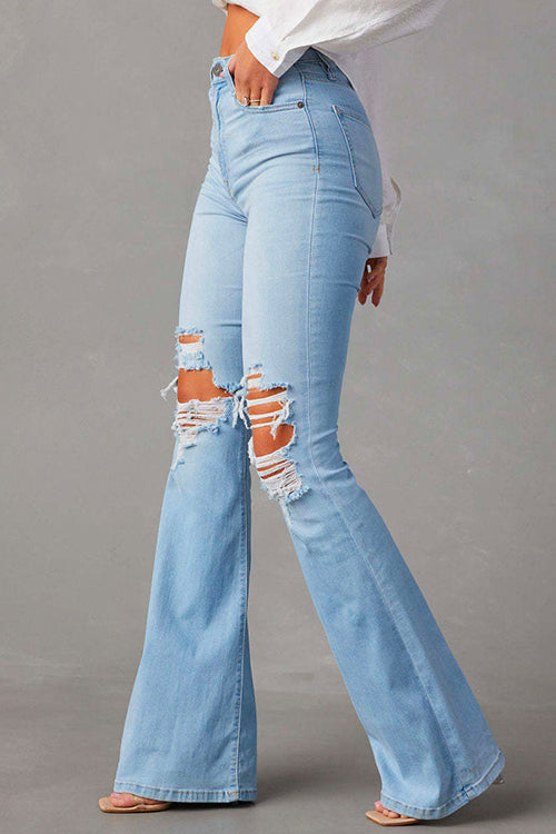 Acacia - Distressed Bell Bottom Jeans - Trendy & Flattering