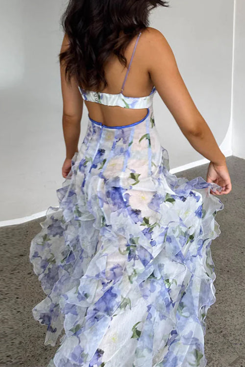 Reika – V-Neck Backless Floral Maxi Dress – Airy & Alluring