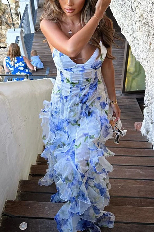 Reika – V-Neck Backless Floral Maxi Dress – Airy & Alluring
