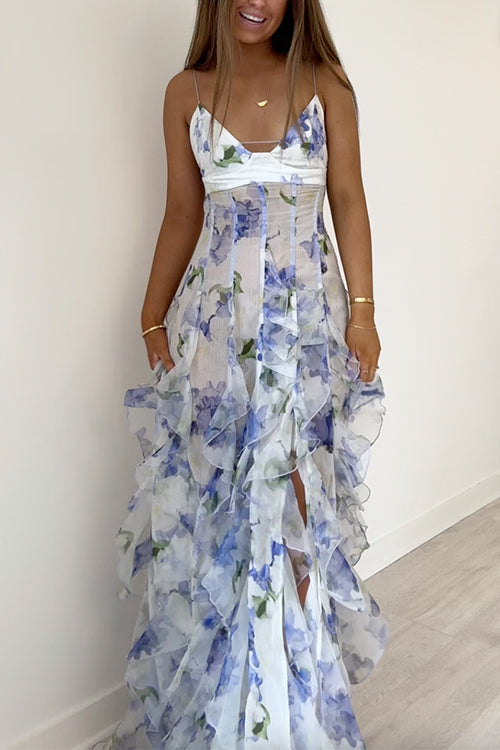Reika – V-Neck Backless Floral Maxi Dress – Airy & Alluring