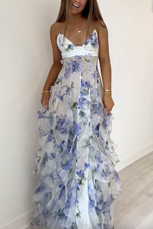 Reika – V-Neck Backless Floral Maxi Dress – Airy & Alluring