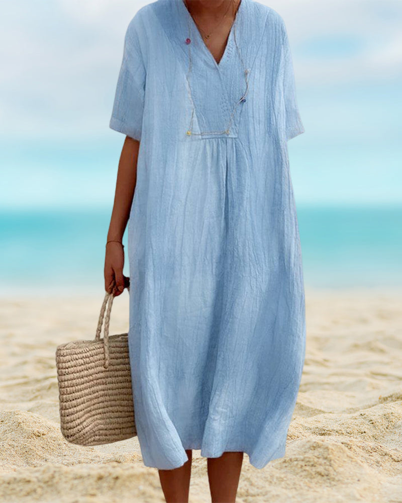 Kayla – V-Neck Dress with Half-Sleeve – Effortless Grace for Everyday Charm
