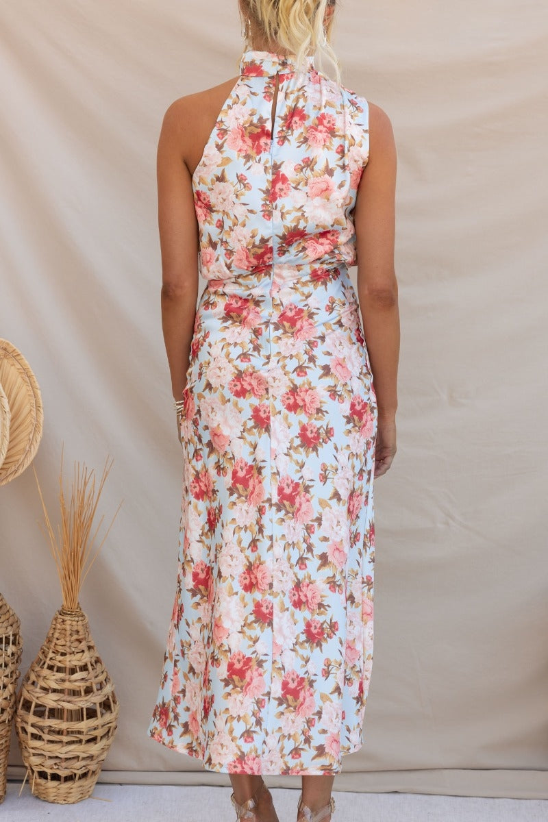 Dove - Elegant Floral Halter Dress - Graceful & Stylish