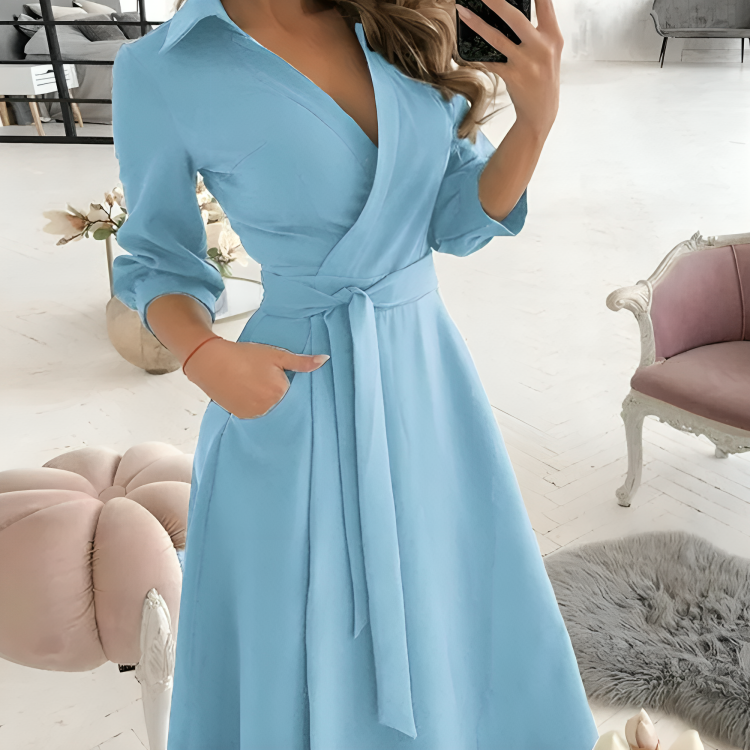 Khadija – V-Neck Long Sleeves Dress – Modest Elegance & Comfort