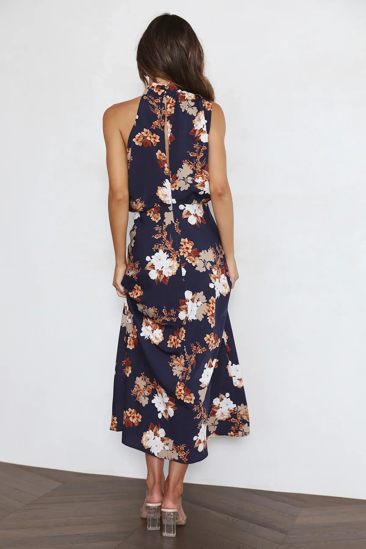 Dove - Elegant Floral Halter Dress - Graceful & Stylish