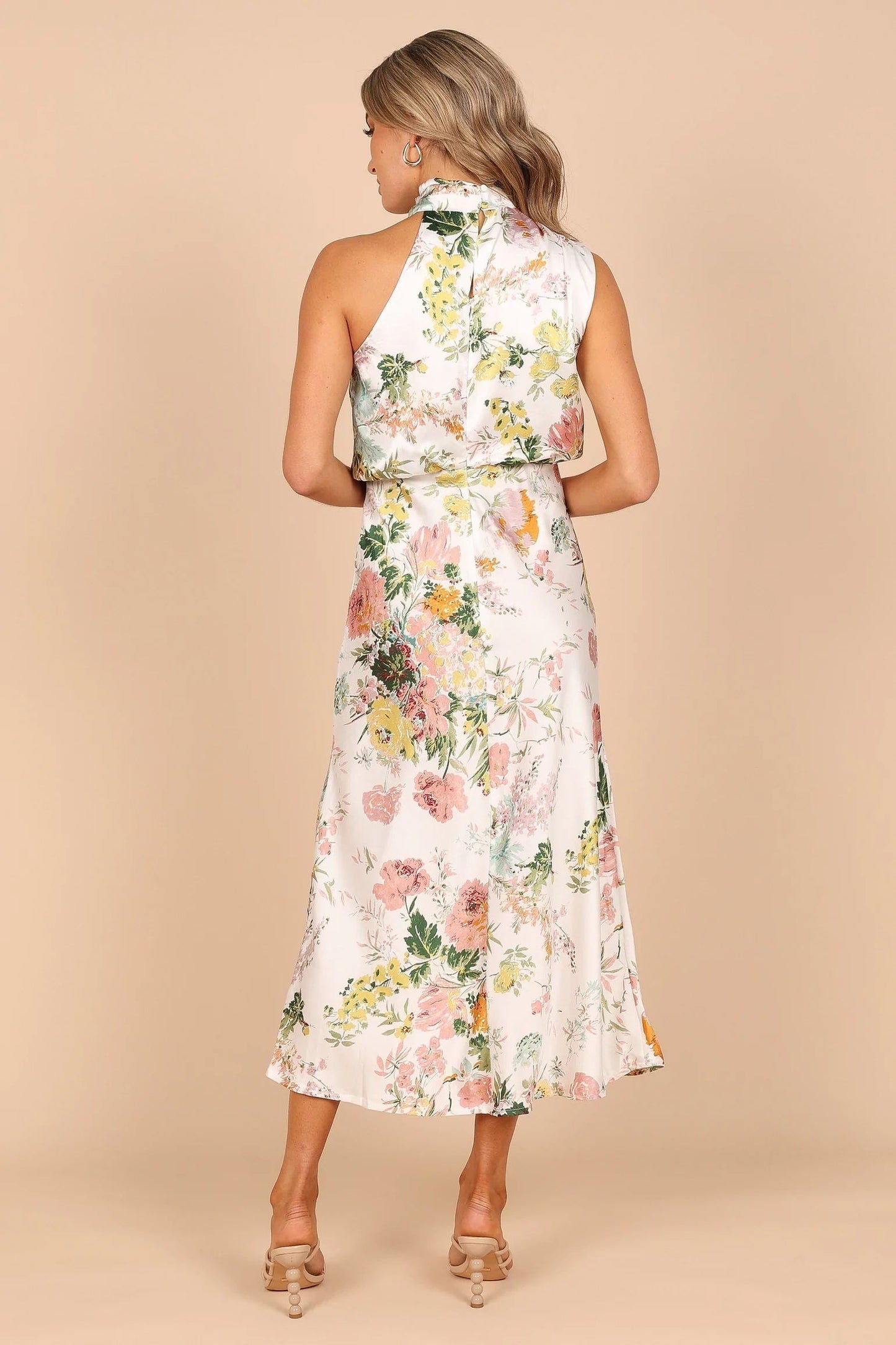 Dove - Elegant Floral Halter Dress - Graceful & Stylish