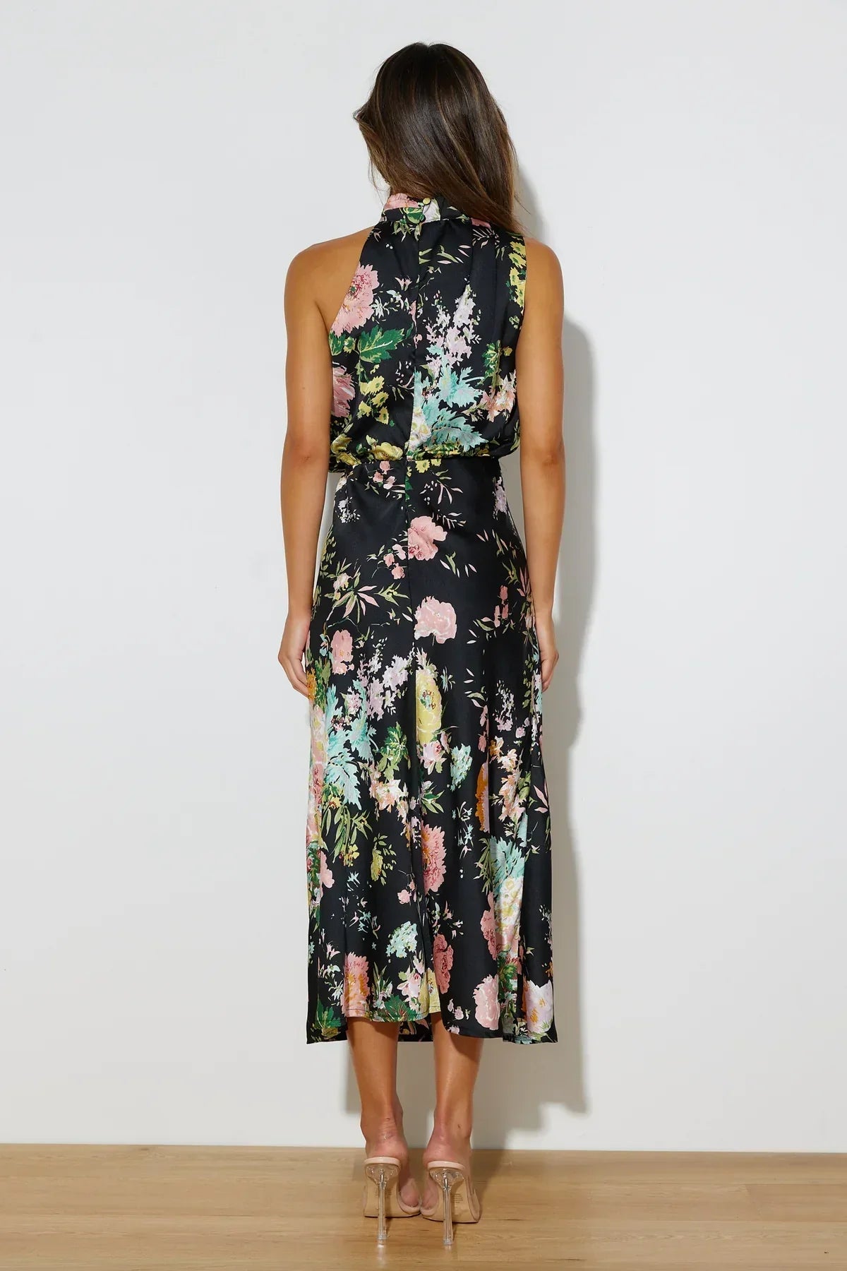 Dove - Elegant Floral Halter Dress - Graceful & Stylish