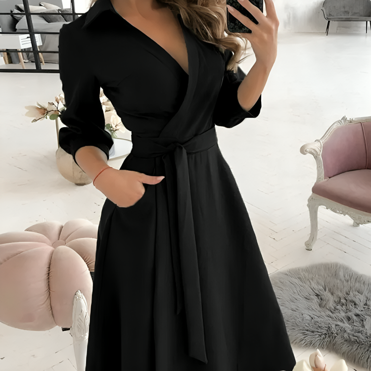 Khadija – V-Neck Long Sleeves Dress – Modest Elegance & Comfort