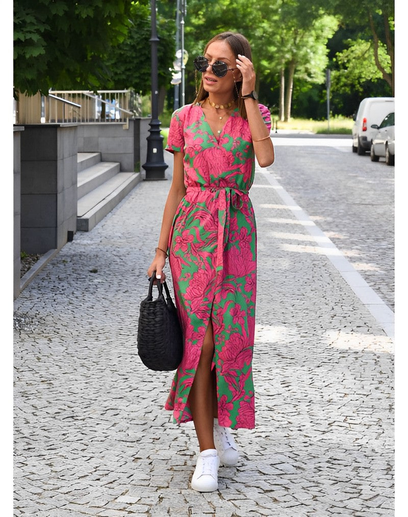 Hiraya - V-Neck Wrap Maxi Dress – Elegant & Flattering
