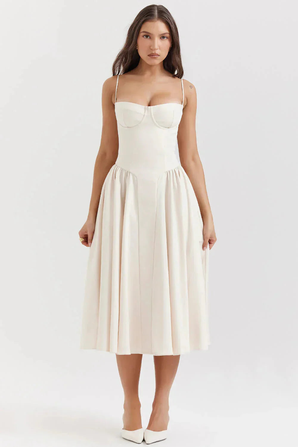 Etta - Sleeveless Corset Midi Dress - Flattering & Elegant