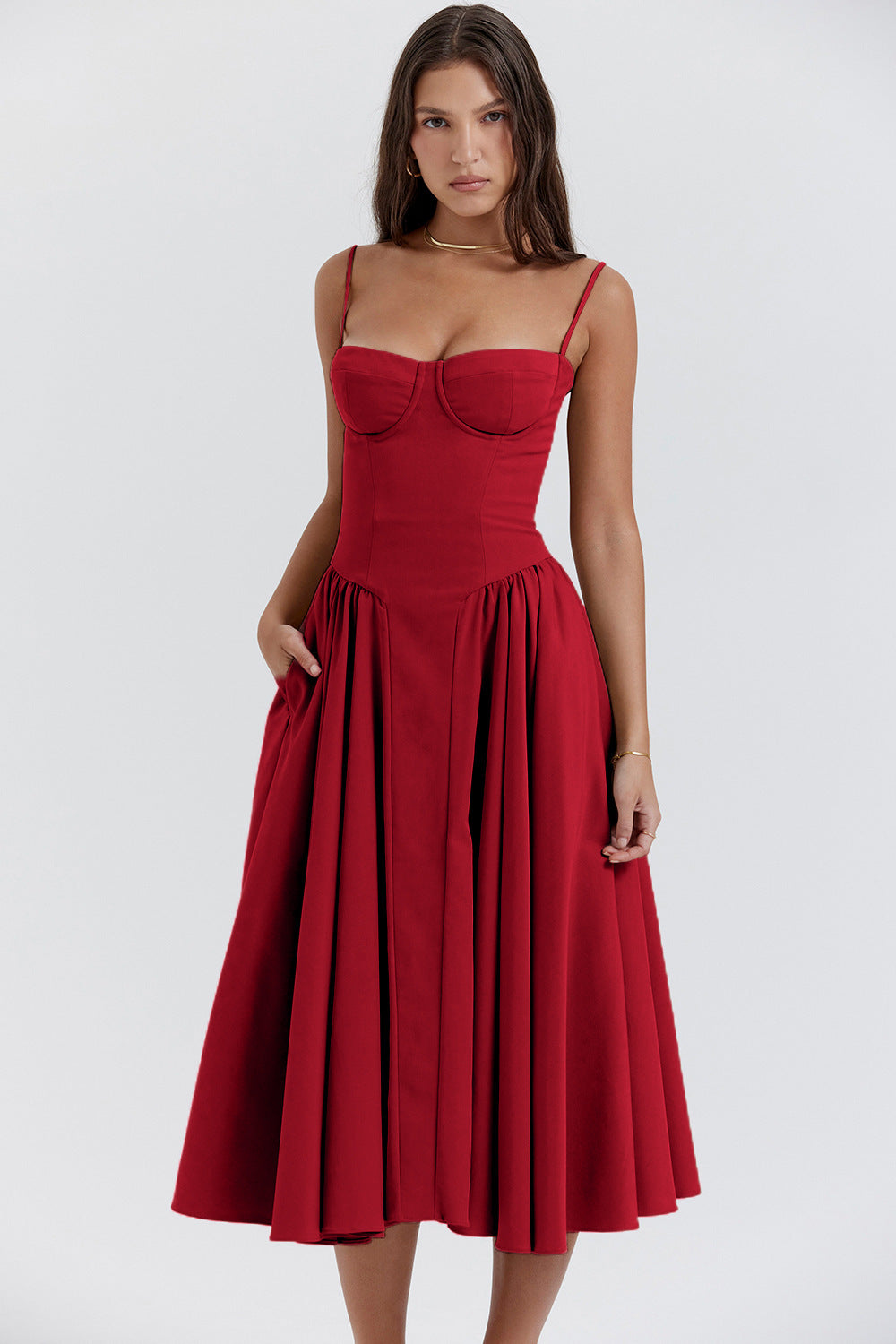 Etta - Sleeveless Corset Midi Dress - Flattering & Elegant