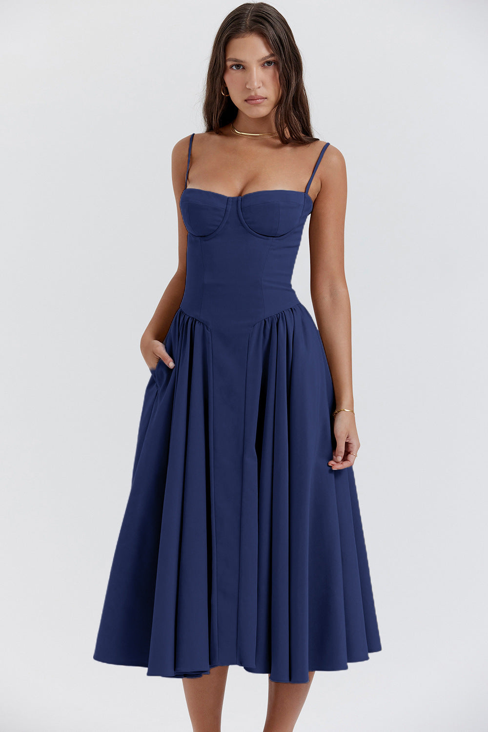 Etta - Sleeveless Corset Midi Dress - Flattering & Elegant