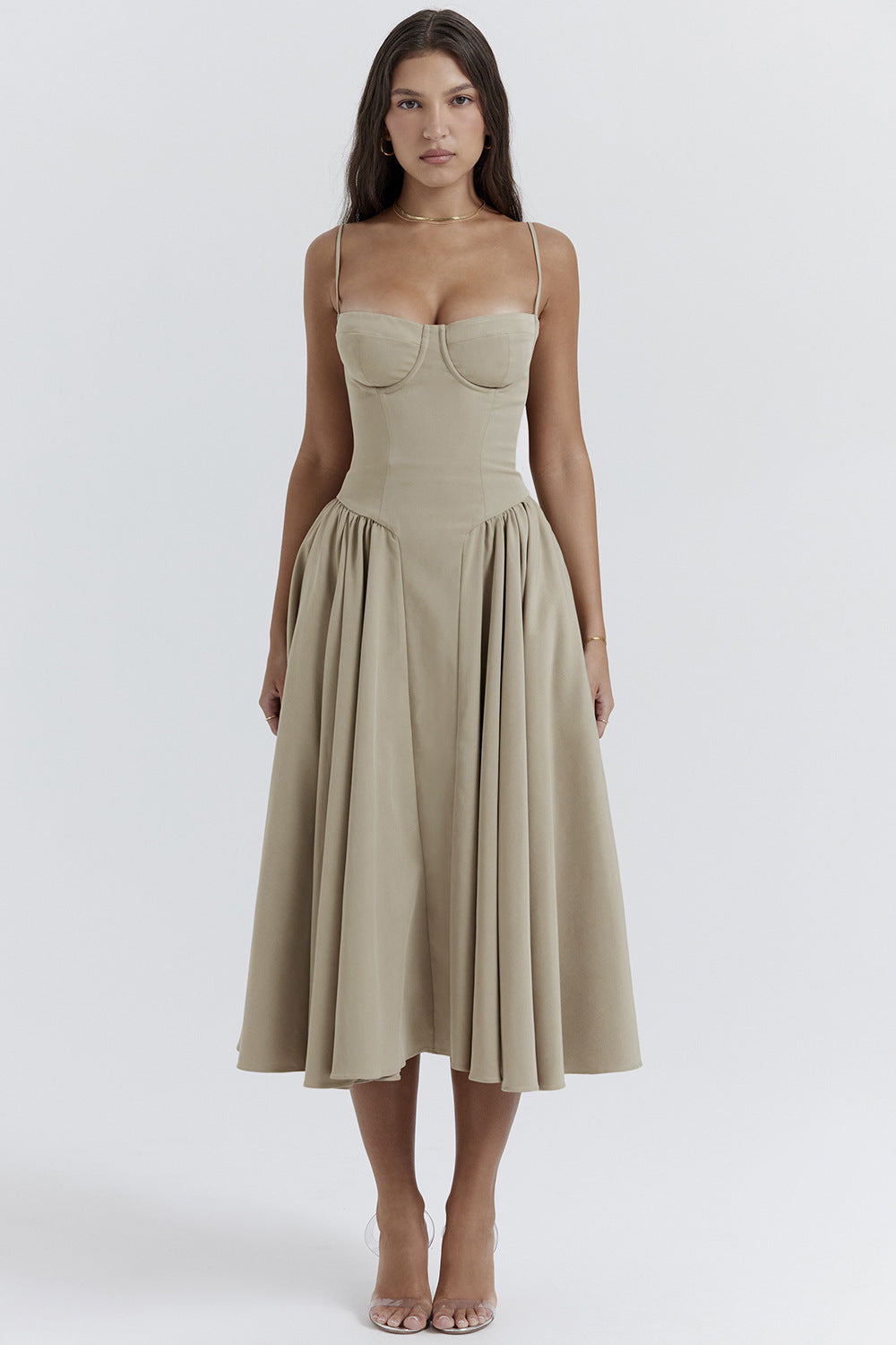 Etta - Sleeveless Corset Midi Dress - Flattering & Elegant