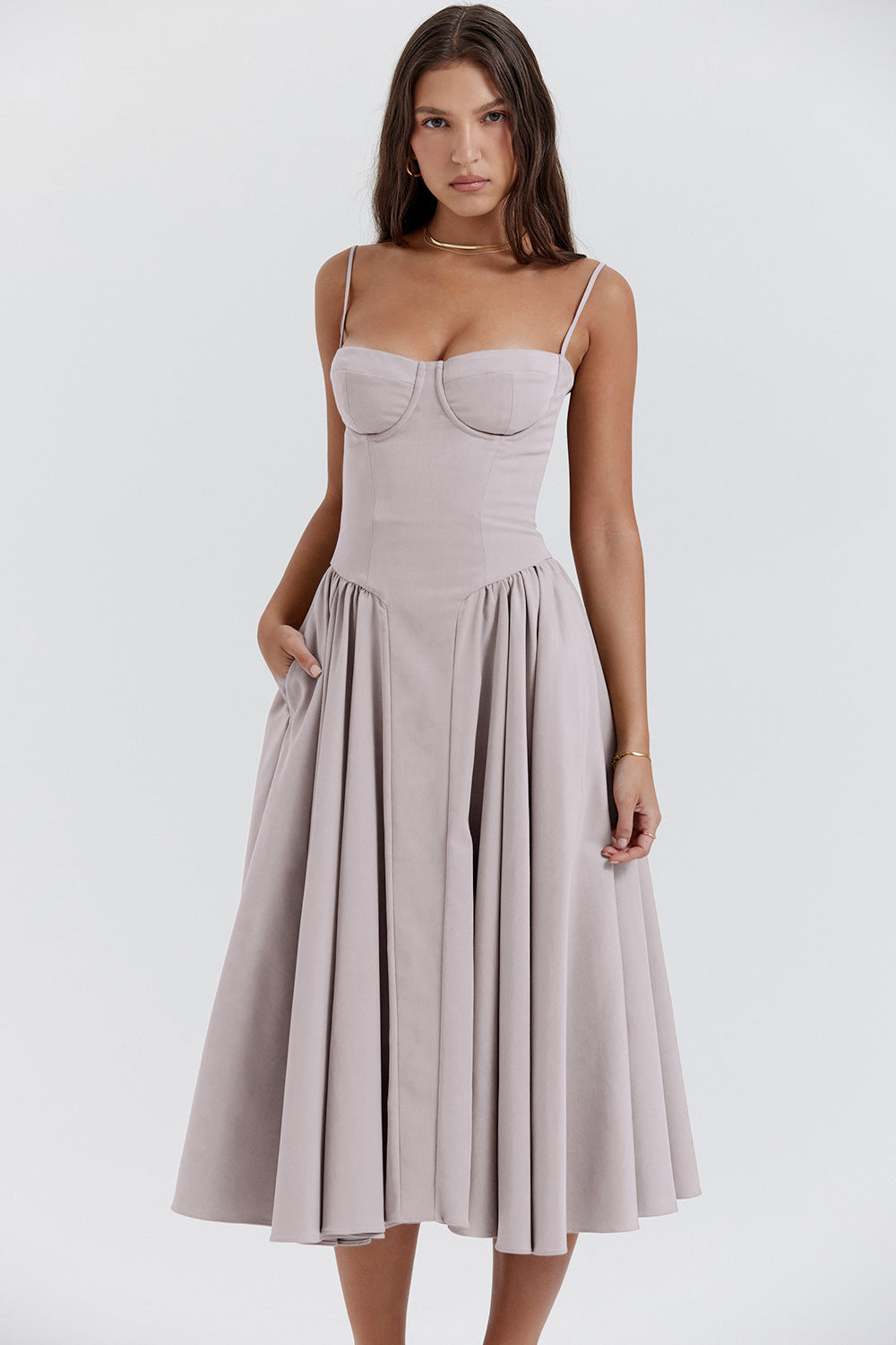 Etta - Sleeveless Corset Midi Dress - Flattering & Elegant