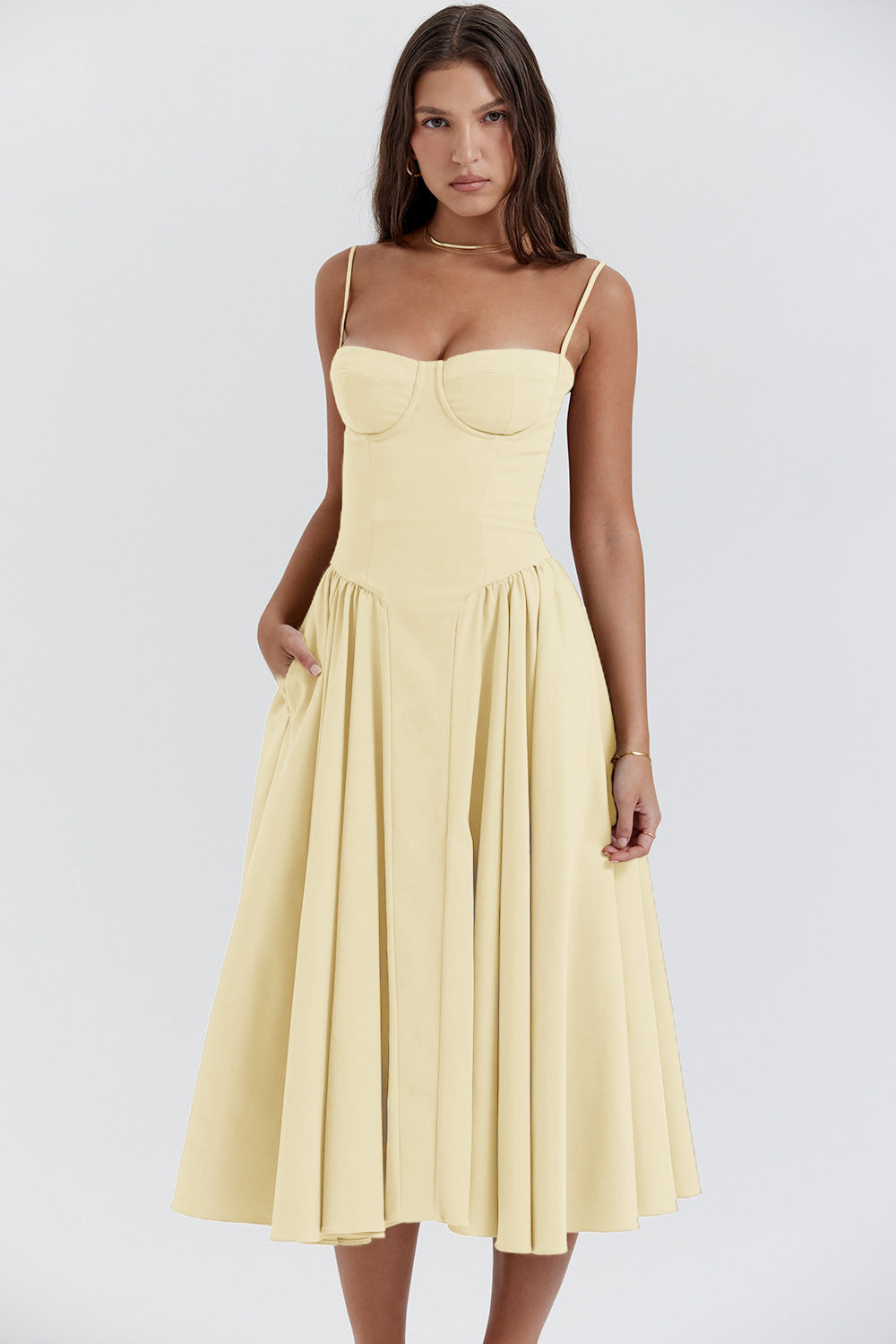Etta - Sleeveless Corset Midi Dress - Flattering & Elegant