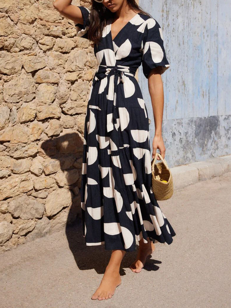 Arianne – Geometric Print Midi Dress – Chic & Comfortable