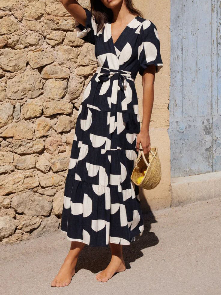Arianne – Geometric Print Midi Dress – Chic & Comfortable