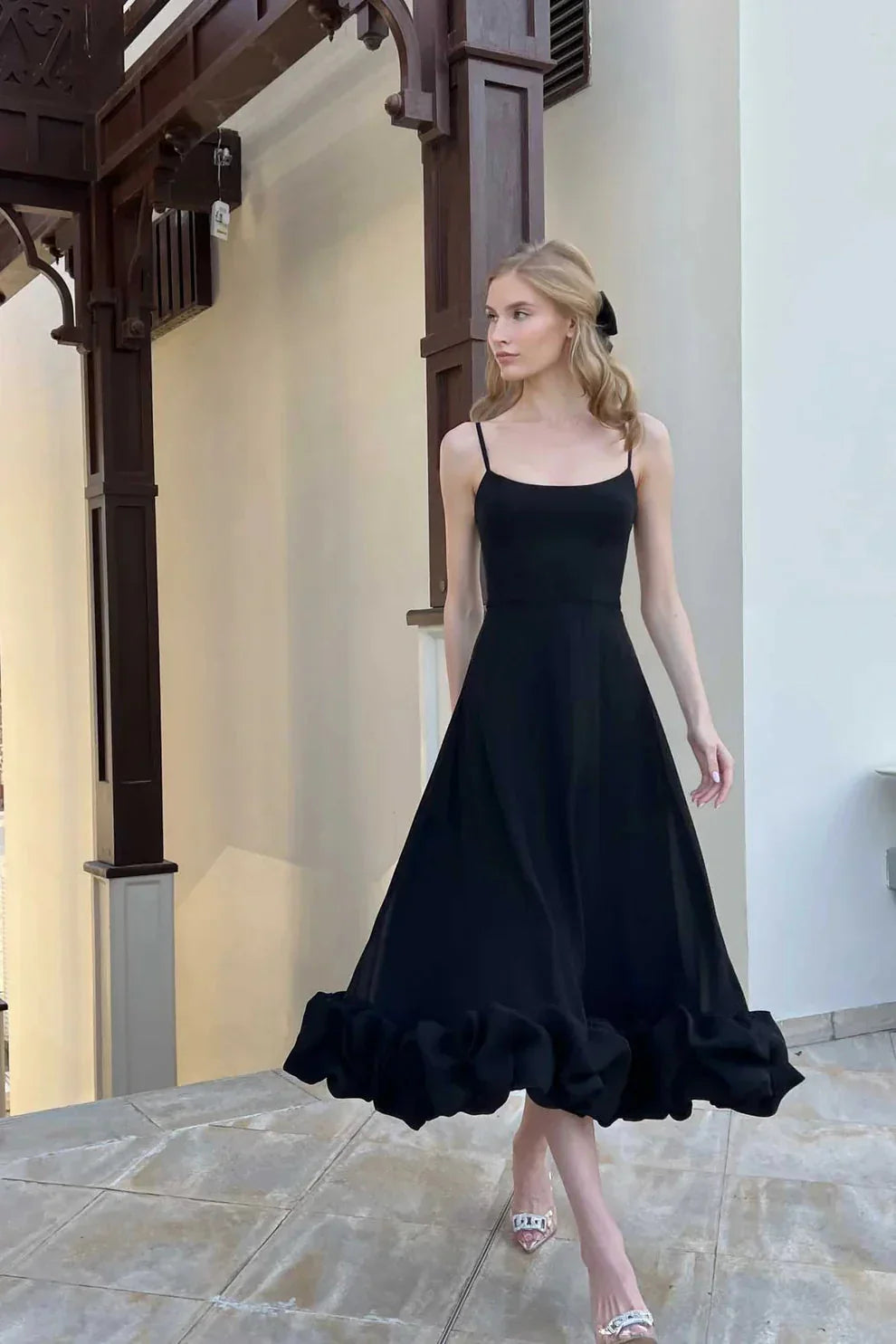 Gretta - Sleeveless Flounce Midi Dress – Feminine & Flowing