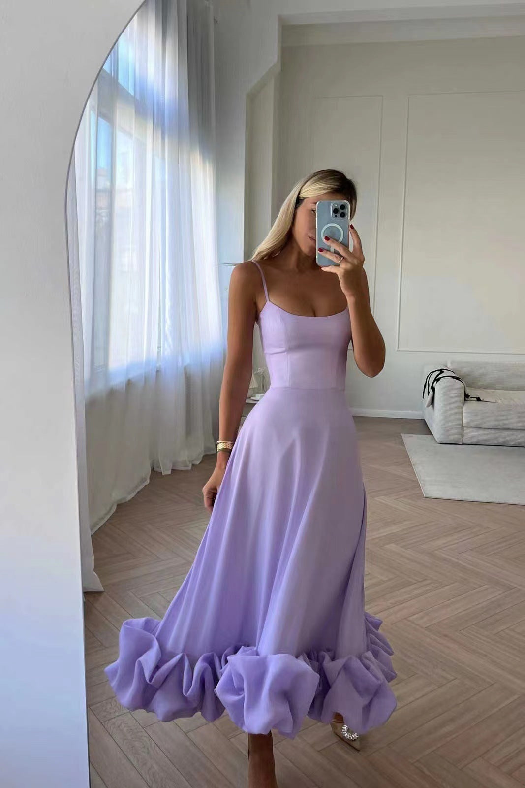 Gretta - Sleeveless Flounce Midi Dress – Feminine & Flowing