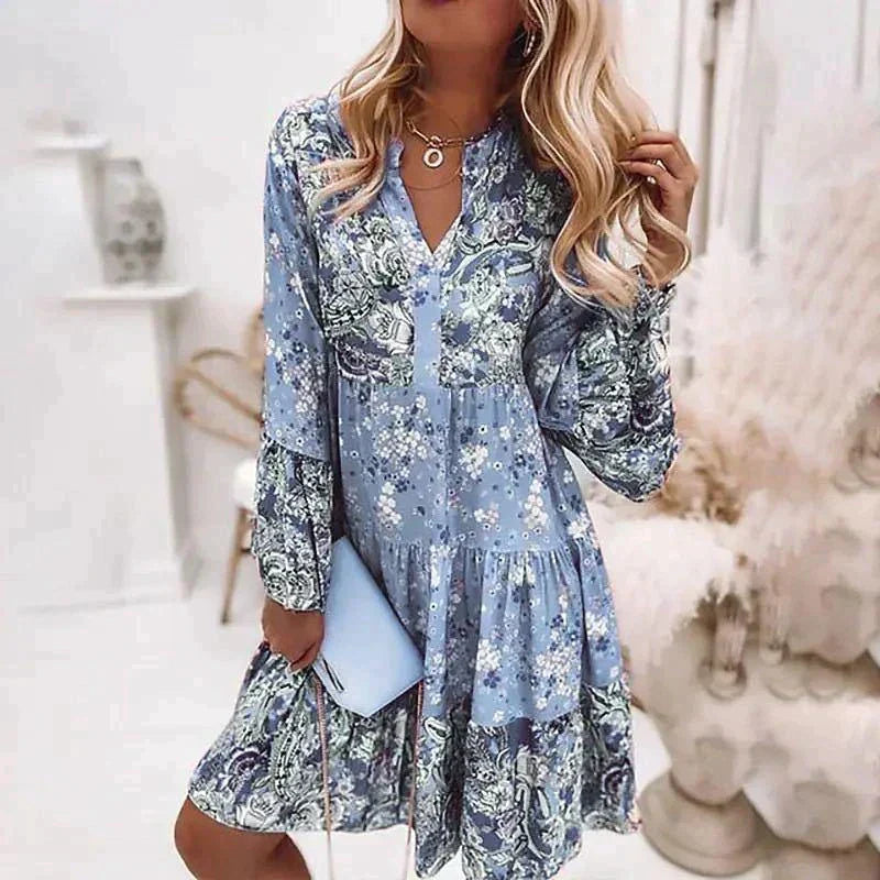 Indiana - Flower-patterned Summer Dress - Breezy & Stylish