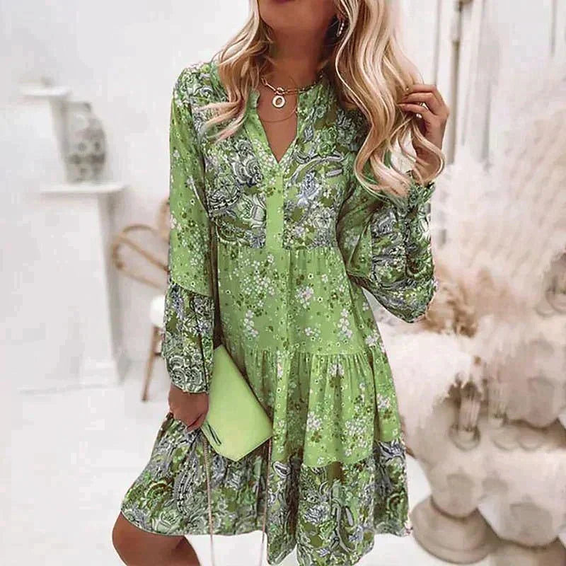 Indiana - Flower-patterned Summer Dress - Breezy & Stylish