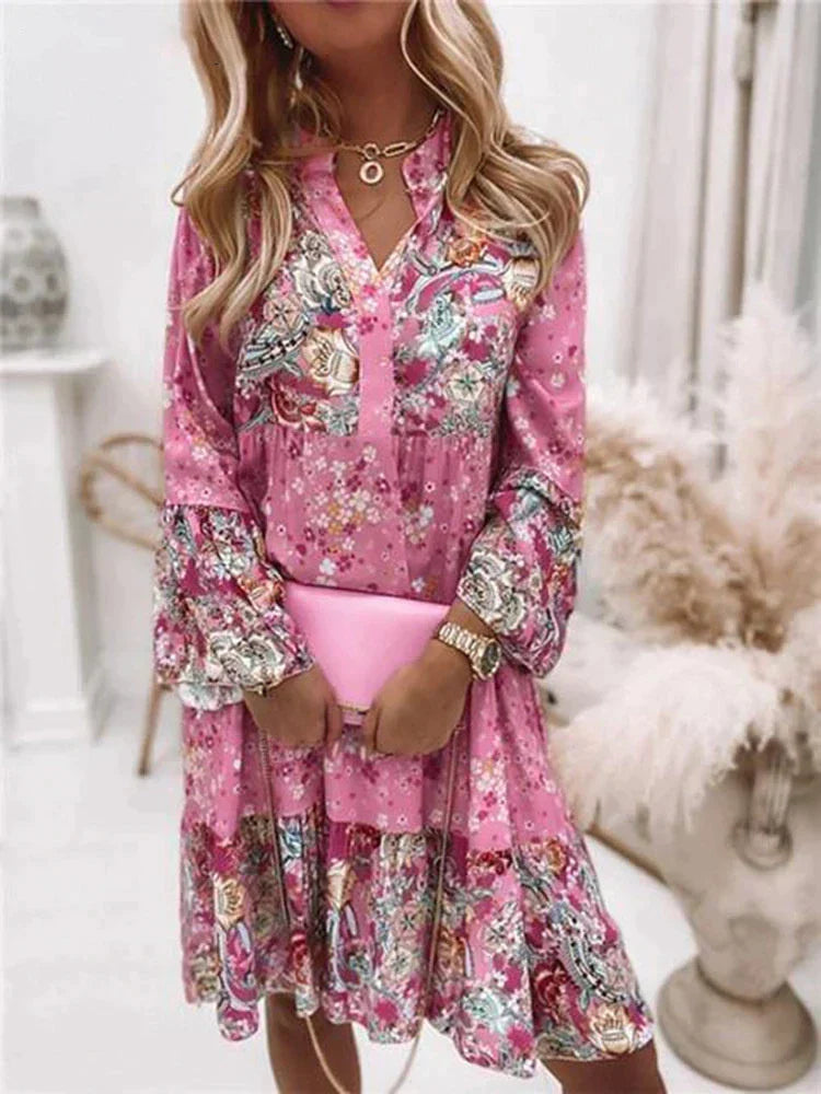 Indiana - Flower-patterned Summer Dress - Breezy & Stylish