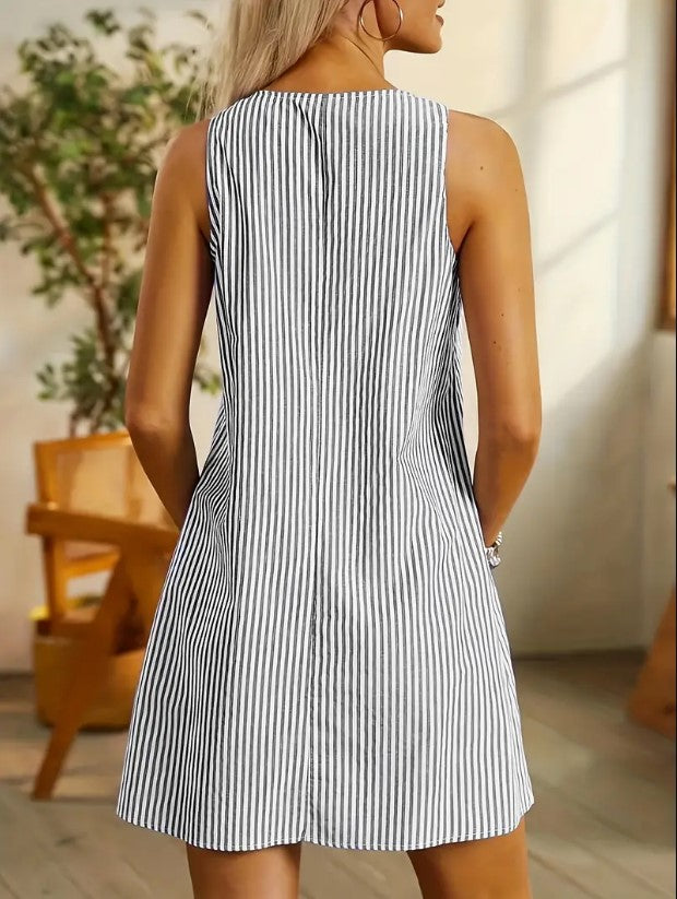 Mireillea – Sleeveless Striped Summer Dress – Light & Stylish
