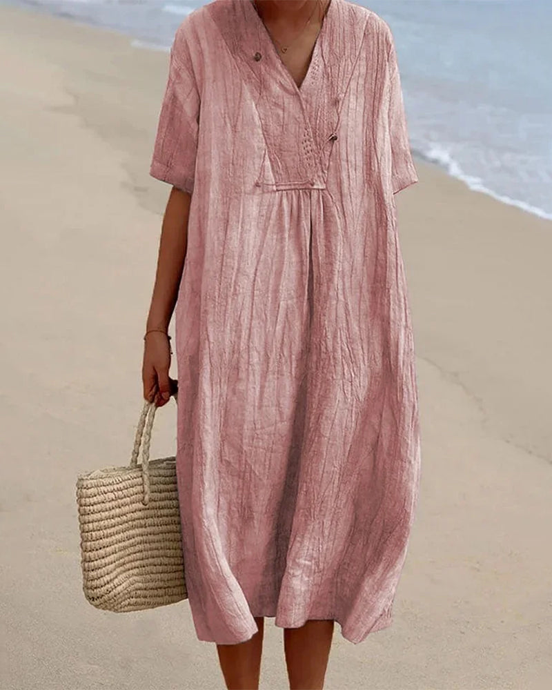 Kayla – V-Neck Dress with Half-Sleeve – Effortless Grace for Everyday Charm