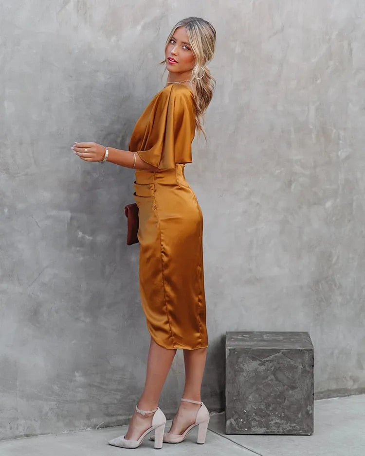 Elise - Elegant Draped Cocktail Dress – Flattering & Sophisticated