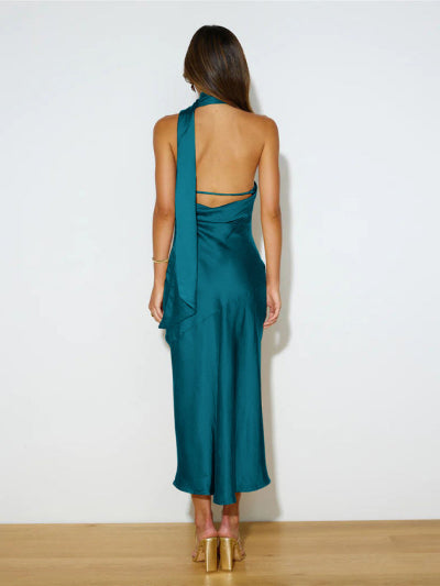 Valerian – Haltered Midi Dress for Women – Vibrant & Flowy