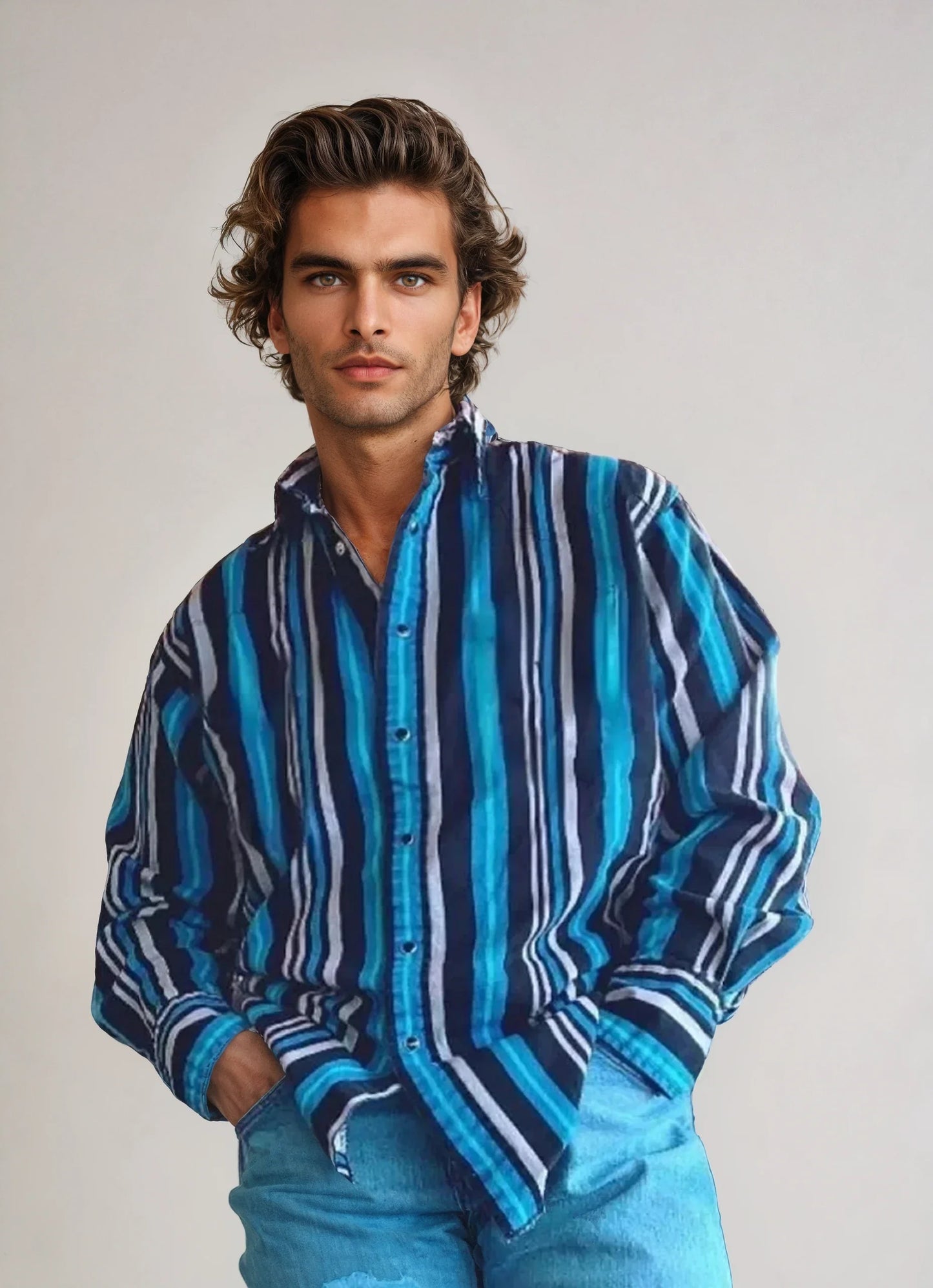 Jimson - Men's Striped Long Sleeve - Retro Style