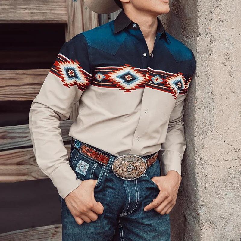 Tyrell - Men's Western Print Shirt - Vintage & Durable