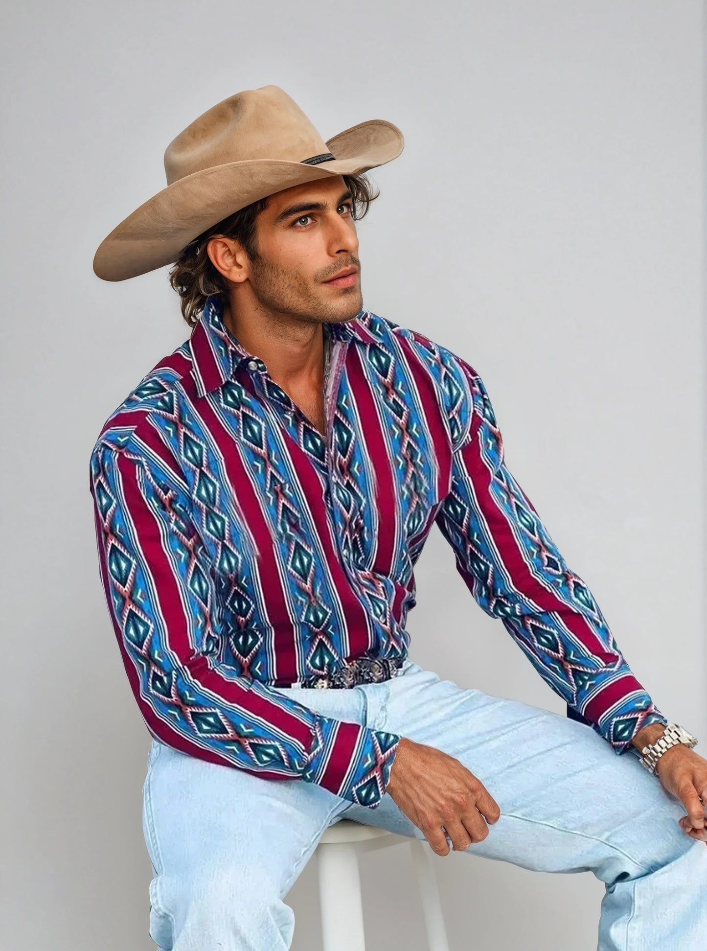 Jimson - Men's Striped Long Sleeve - Retro Style