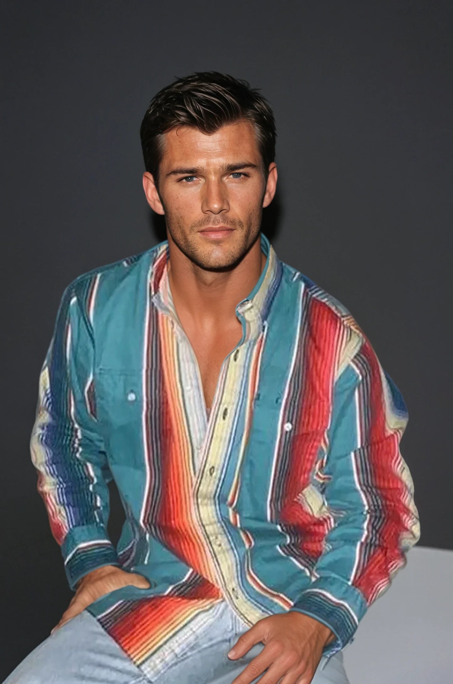 Elliott – Men's Loose Stripe Shirt – Retro & Stylish