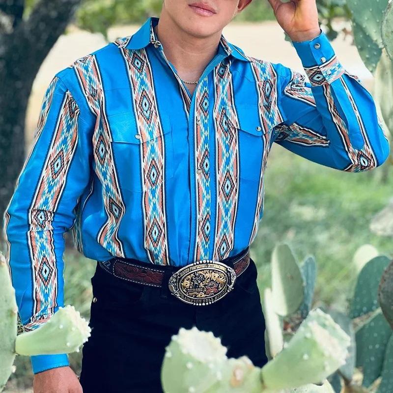 Tyrell - Men's Western Print Shirt - Vintage & Durable