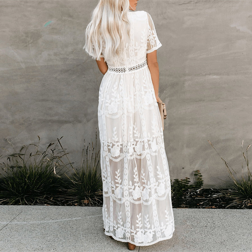 Merlinda - V-Neck Maxi Dress – Elegant & Flowy