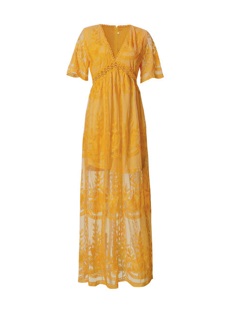 Merlinda - V-Neck Maxi Dress – Elegant & Flowy
