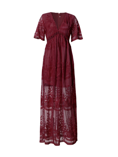 Merlinda - V-Neck Maxi Dress – Elegant & Flowy
