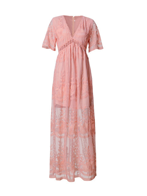 Merlinda - V-Neck Maxi Dress – Elegant & Flowy