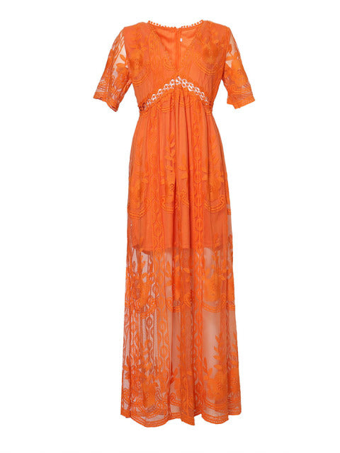 Merlinda - V-Neck Maxi Dress – Elegant & Flowy
