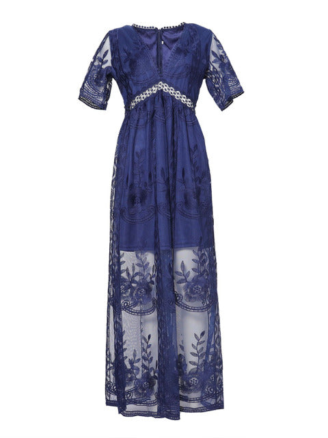 Merlinda - V-Neck Maxi Dress – Elegant & Flowy