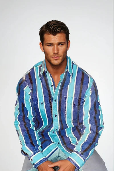 Elliott – Men's Loose Stripe Shirt – Retro & Stylish