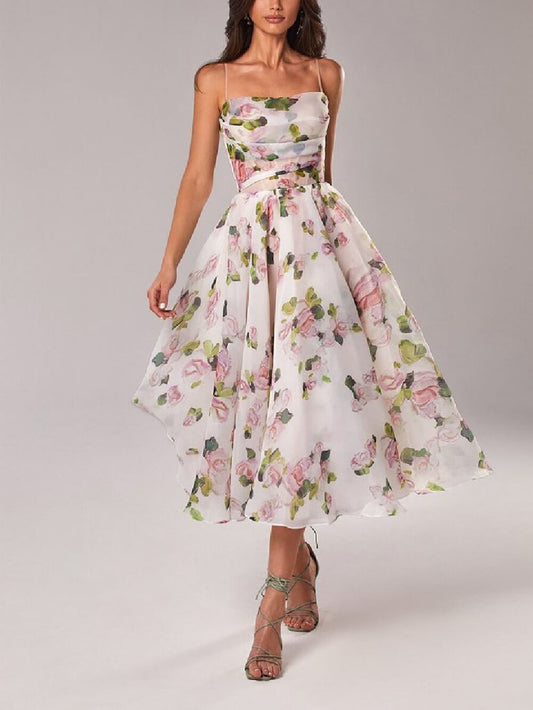 Sapphira - Flowy Floral Midi Dress - Elegant & Comfortable