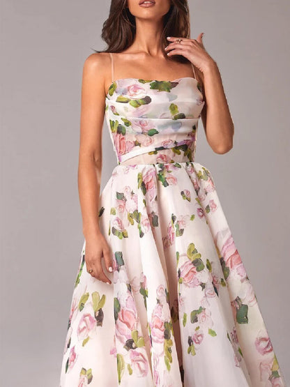 Sapphira - Flowy Floral Midi Dress - Elegant & Comfortable