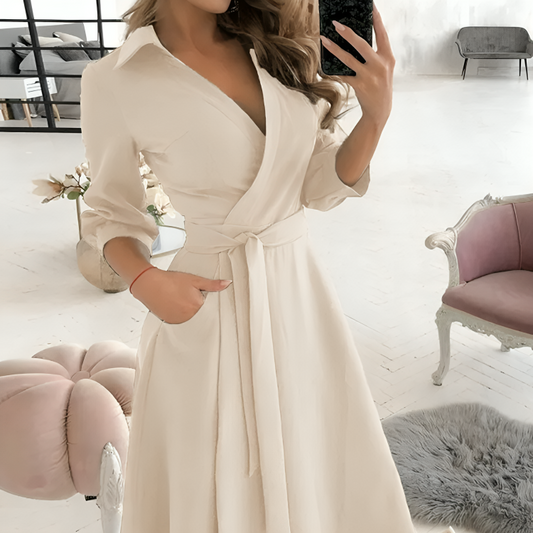 Khadija – V-Neck Long Sleeves Dress – Modest Elegance & Comfort