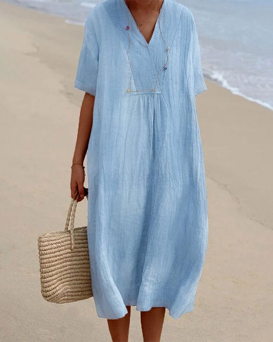 Kayla – V-Neck Dress with Half-Sleeve – Effortless Grace for Everyday Charm